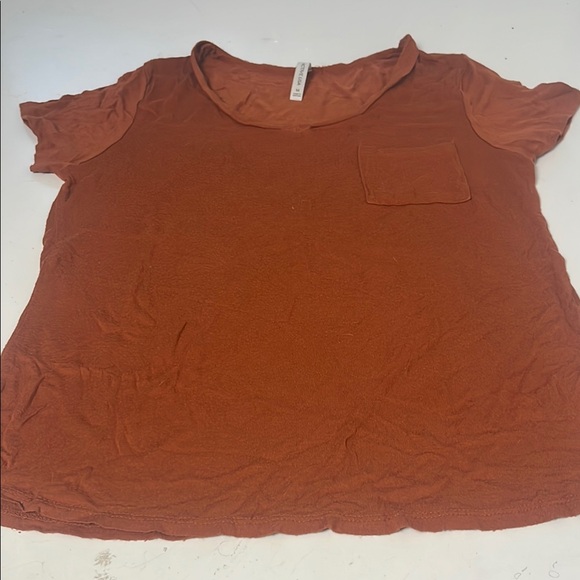 Active USA Tops - Active USA Medium Burnt Orange Short Sleeve V Neck Pocket T Shirt